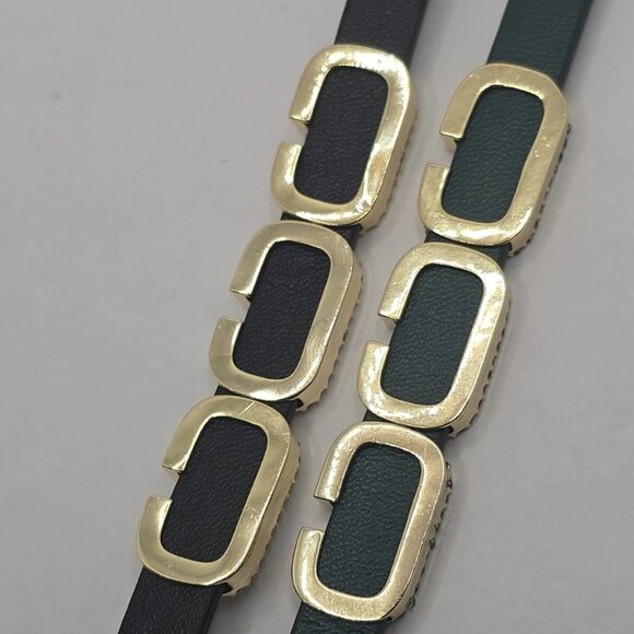 Valentino V Logo Signature Leather Bracelet in Black or Green - Picture 8 of 16